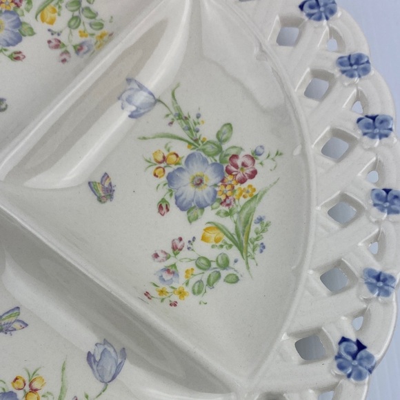 Sectioned Serving Plate Floral Ceramic by Chef de Paris - Picture 2 of 7